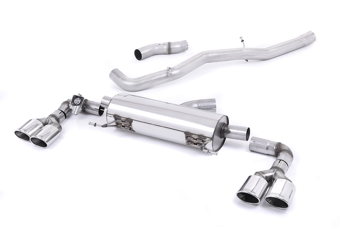 MillTek SSXAU491 Audi S1 Non-Resonated Cat-Back Exhaust with Quad Polished Oval Tips