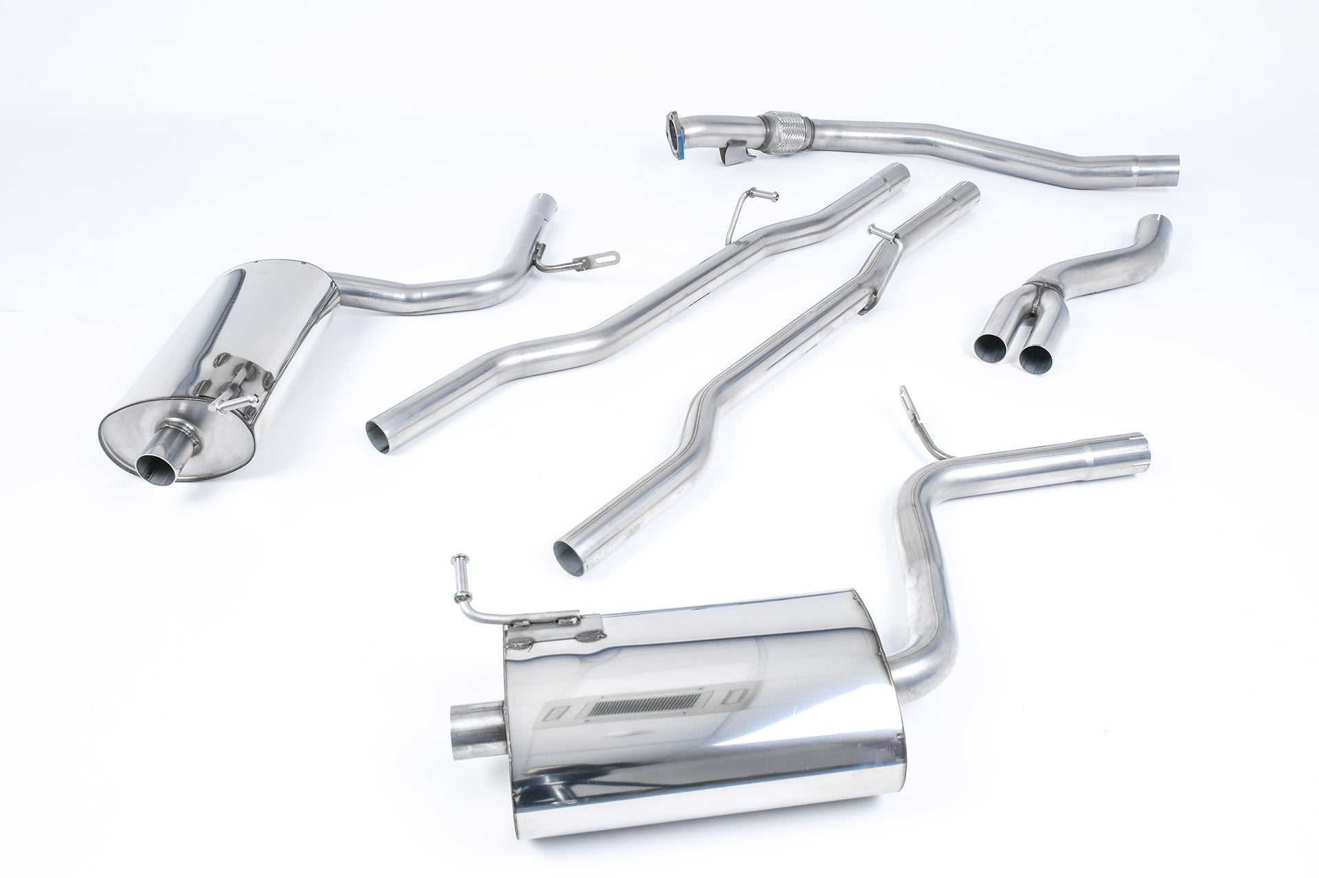 MillTek SSXAU511 Audi A4 Non-Resonated Cat-Back Exhaust with 90mm GT-90 Detachable Trims