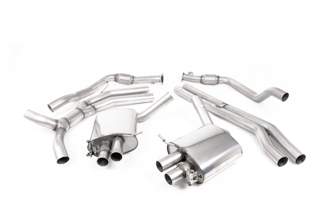 MillTek SSXAU837 Audi RS5 Part Resonated Road+ Cat-Back Exhaust with Polished Oval Trims