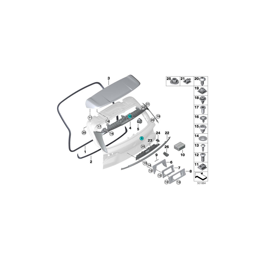 Genuine BMW 51628491726 G05 G07 Sliding Pad Aeroblade (Inc. X5 M50dX, X7 M50iX & X7 50iX) | ML Performance EU