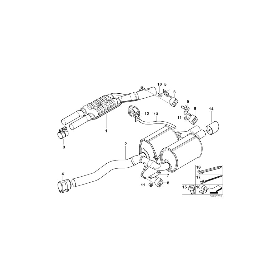 Genuine BMW 18307544264 E61 E60 Rear Muffler (Inc. 550i) | ML Performance EU