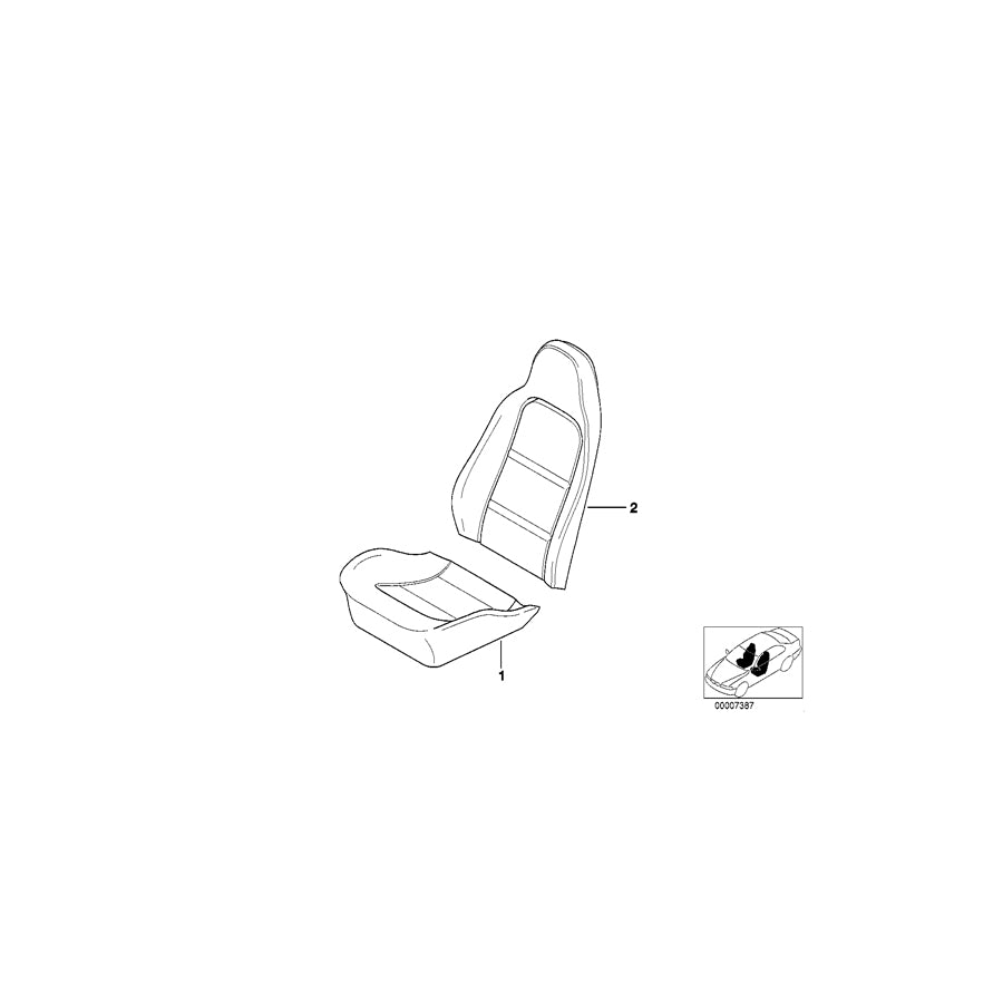 Genuine BMW 52108411362 E36 Right Backrest Upholstery K3SW SCHWARZ (Inc. Z3 2.8, Z3 2.5 & Z3 2.0) | ML Performance EU Car Parts