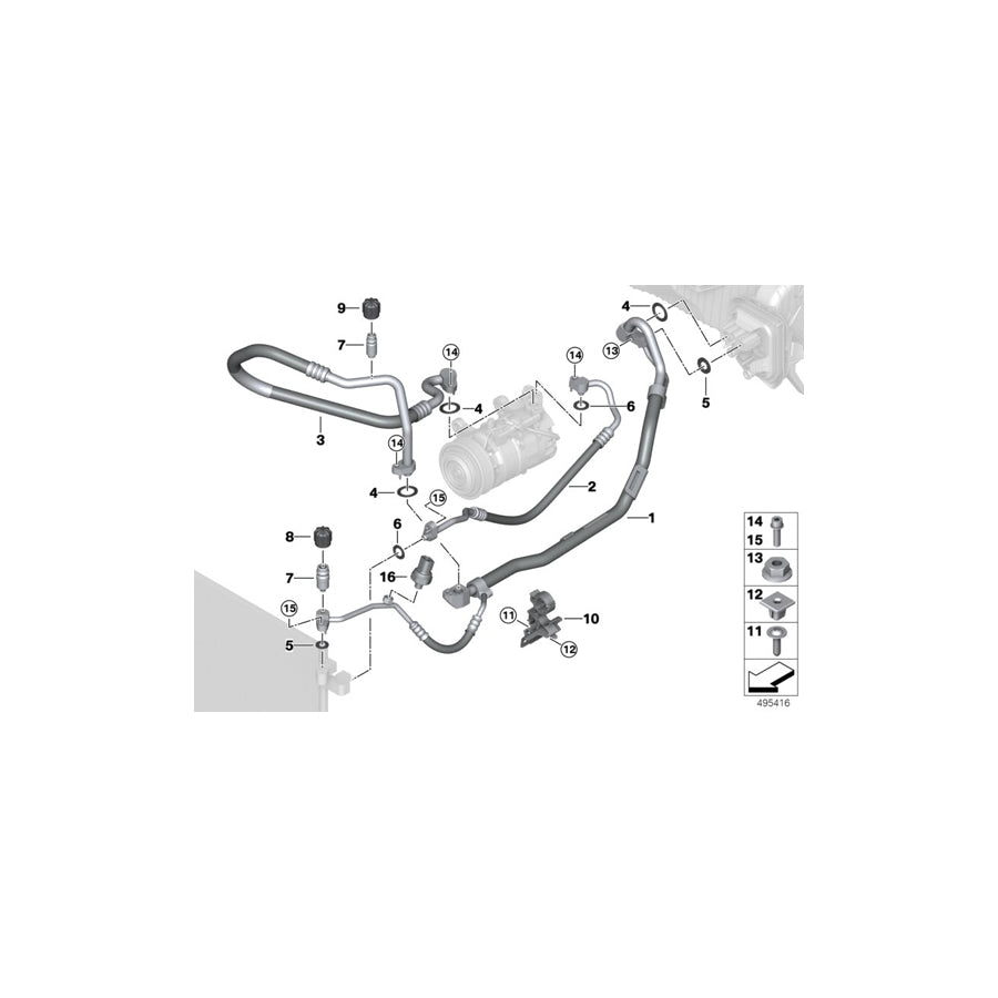 Genuine BMW 64536841355 G20 G21 Suction Line, Dual-Pipe Compressor R1234YF (Inc. 320i, 320i 1.6 & 330i) | ML Performance EU