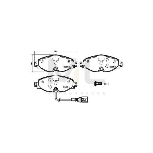 Hella 8DB 355 020-191 Brake Pad Set Incl. Wear Warning Contact, With Brake Caliper Screws | ML Performance Car Parts