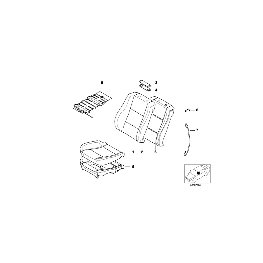 Genuine BMW 52108253741 E39 E38 Cover Backrest, Leather N6TT,N8TT GRAU (Inc. 730d, 740iLP & 523i) | ML Performance EU Car Parts