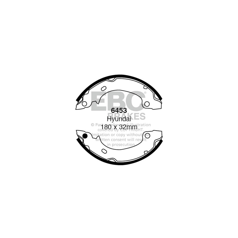 EBC 6453 Hyundai Rear Brake Shoes (Inc. Pony X2 & S Coupe) 1 | ML Performance UK Car Parts