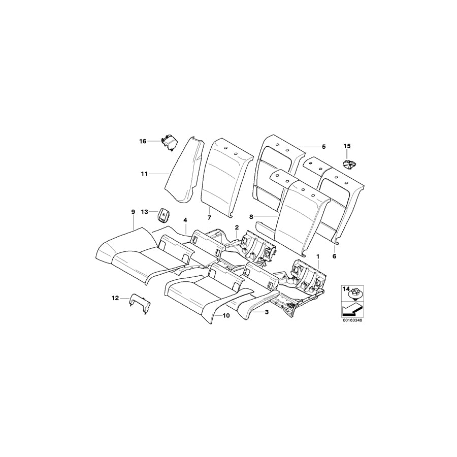 Genuine BMW 52208039787 E92 E92 Left Cloth/Leather Backrest Cover ANTHRAZIT (Inc. 325i, 320xd & 335is) | ML Performance EU Car Parts