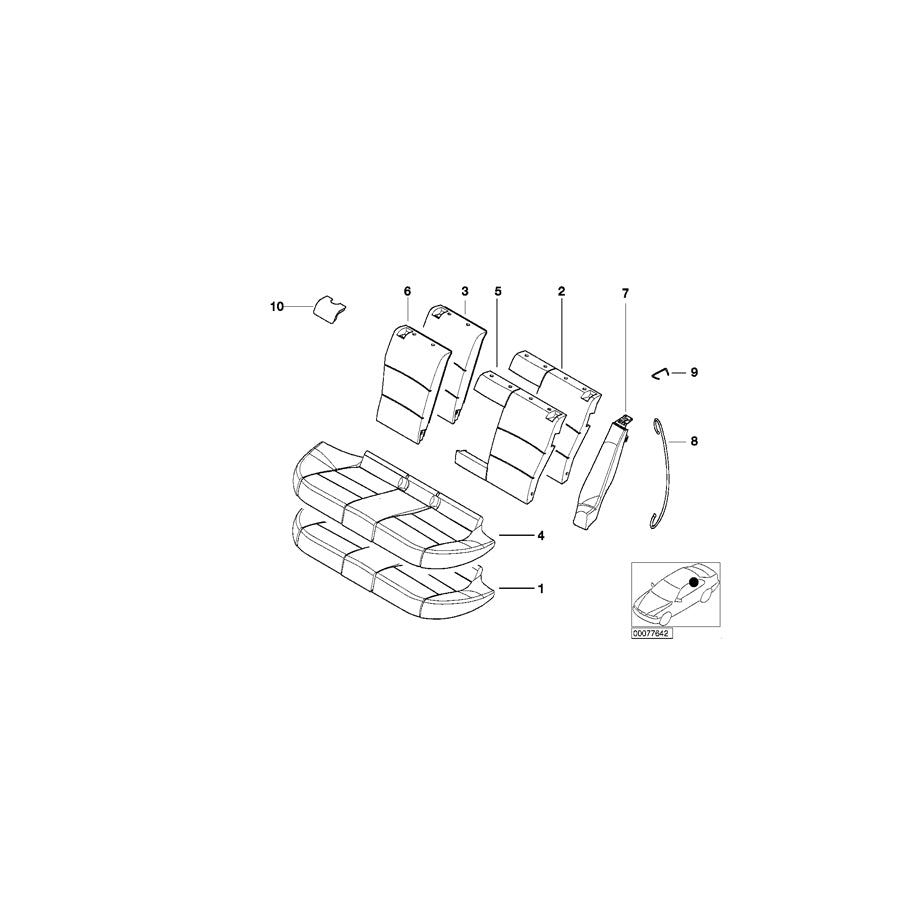 Genuine BMW 52208225756 E46 Cover Backrest Cloth Right GRAU (Inc. 330i, 328Ci & 328i) | ML Performance EU Car Parts