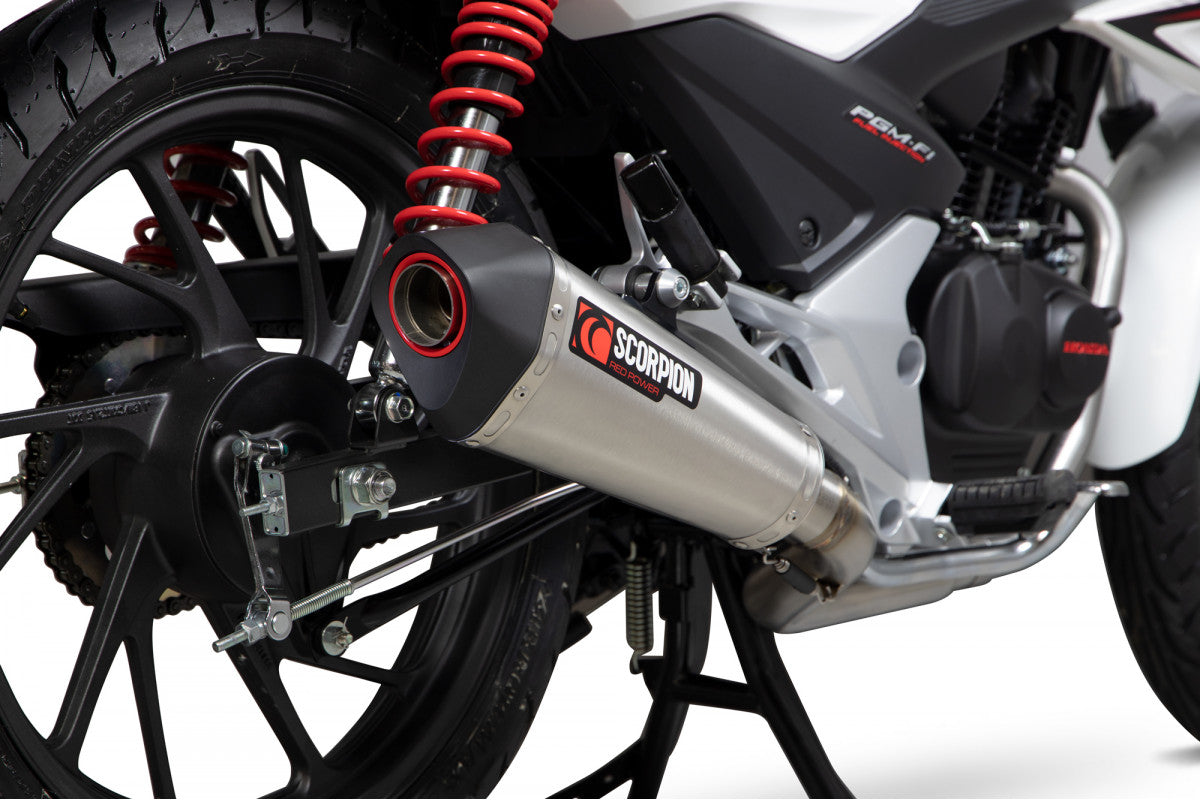 Scorpion RHA182SYSSEO Honda CB125 F Serket Taper Full System - Brushed Stainless Steel Sleeve | ML Performance EU EU