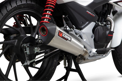 Scorpion RHA182SYSSEO Honda CB125 F Serket Taper Full System - Brushed Stainless Steel Sleeve | ML Performance EU EU