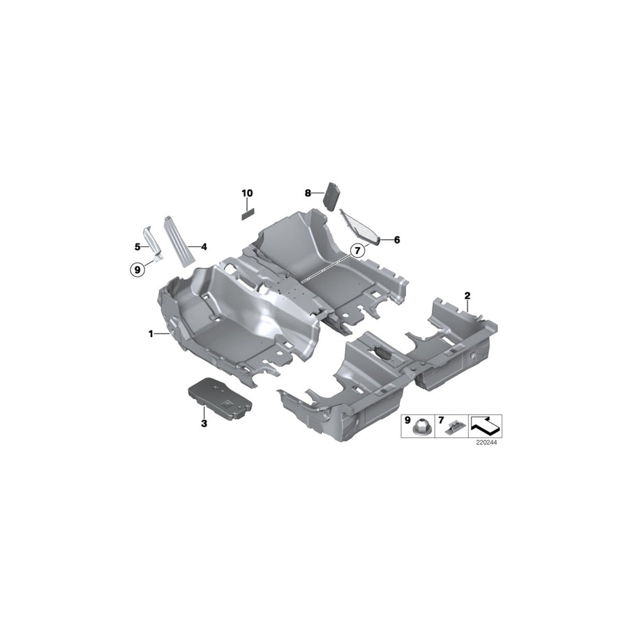 Genuine BMW 51477238431 F13 F12 Floor Covering Rear OYSTER (Inc. 640d, 650iX & 650i) | ML Performance EU Car Parts