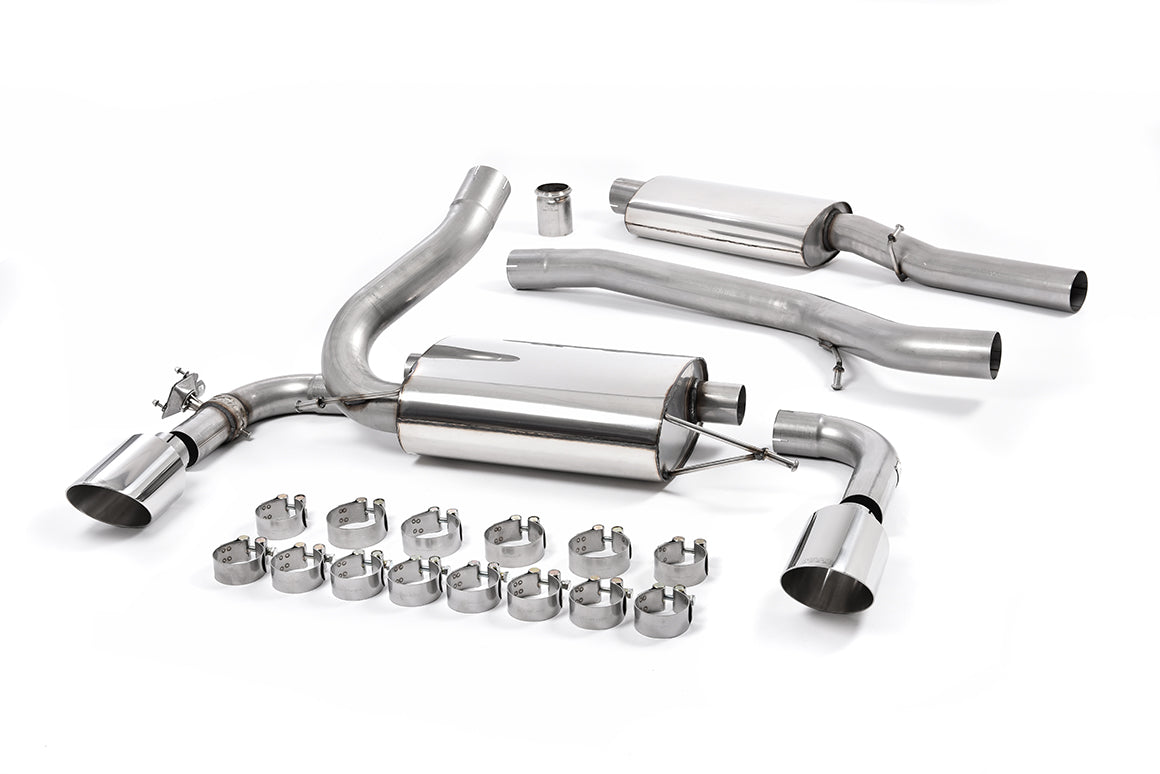 MillTek SSXFD190 Ford Focus Resonated Cat-Back Exhaust with Polished GT-115 Trims - EC Approved