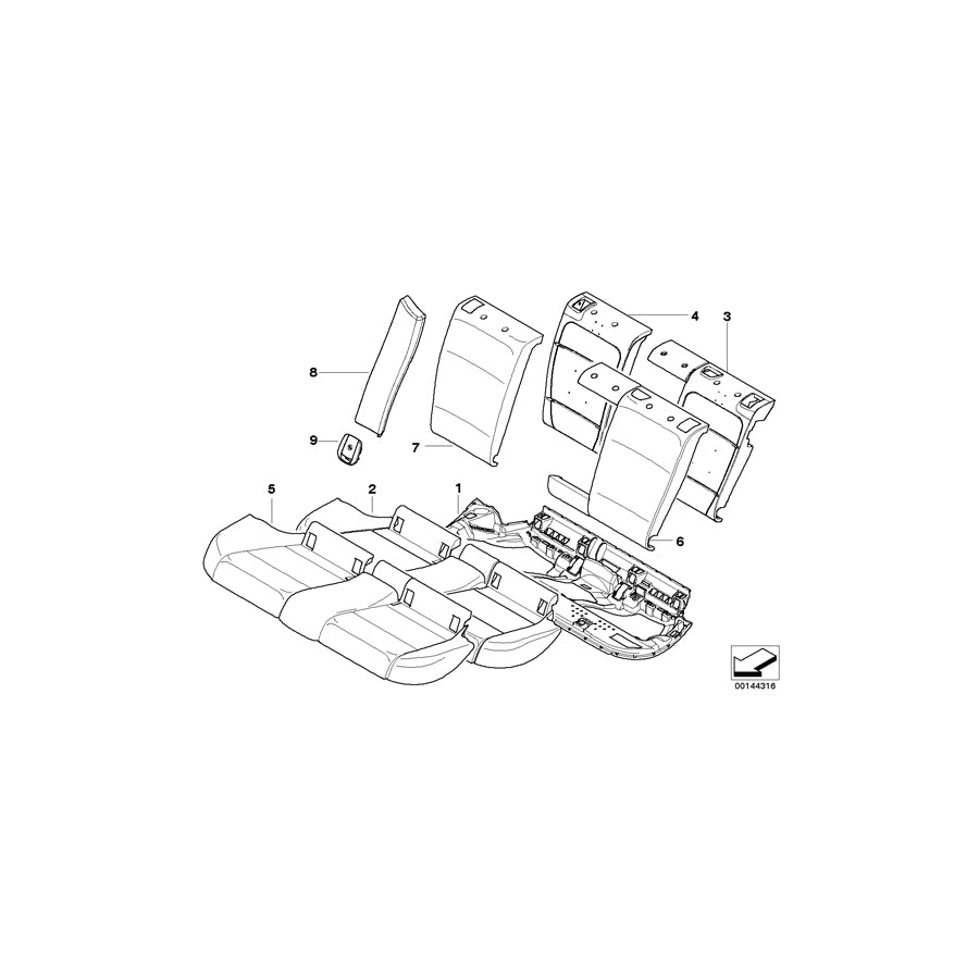 Genuine BMW 52207161287 E91 Cover Backrest Leather Left SCHWARZ (Inc. 330xd, 328i & 325d) | ML Performance EU Car Parts