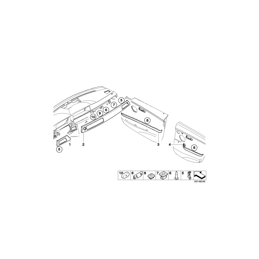 Genuine BMW 51417899892 E90 E90 Aluminum Decor Strip, Front Right Door ALU GRAUBLAU (Inc.  & M3) | ML Performance EU Car Parts