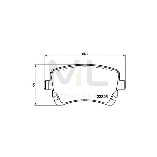 Hella 8DB 355 015-951 Brake Pad Set Not Prepared For Wear Indicator, With Brake Caliper Screws, With Accessories | ML Performance Car Parts