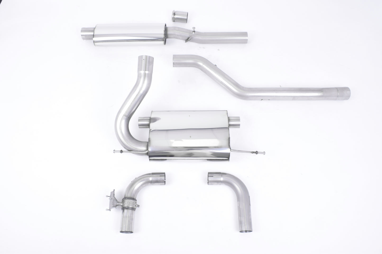 MillTek SSXFD255 Ford Focus Resonated Cat-Back Exhaust with Carbon Jet-115 Trims - EC Approved