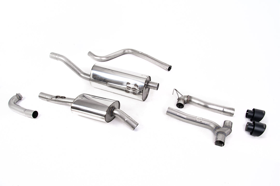 MillTek SSXFD376 Ford Fiesta Dual Outlet Systems Cat-Back Resonated with Cerakote Black GT-100 Trims