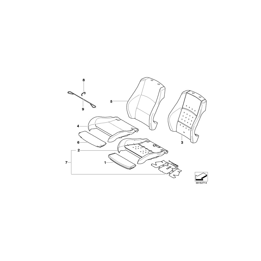 Genuine BMW 52106956389 E91 E90 Cover Backrest Vinyl Left SCHWARZ (Inc. 335d, 323i & 330i) | ML Performance EU