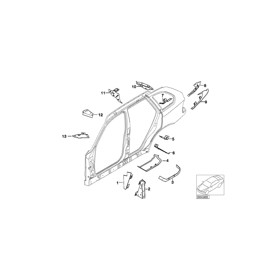 Genuine BMW 41218402785 E53 Molded Part Column C, Left (Inc. X5 4.8is, X5 4.6is & X5 3.0i) | ML Performance EU Car Parts