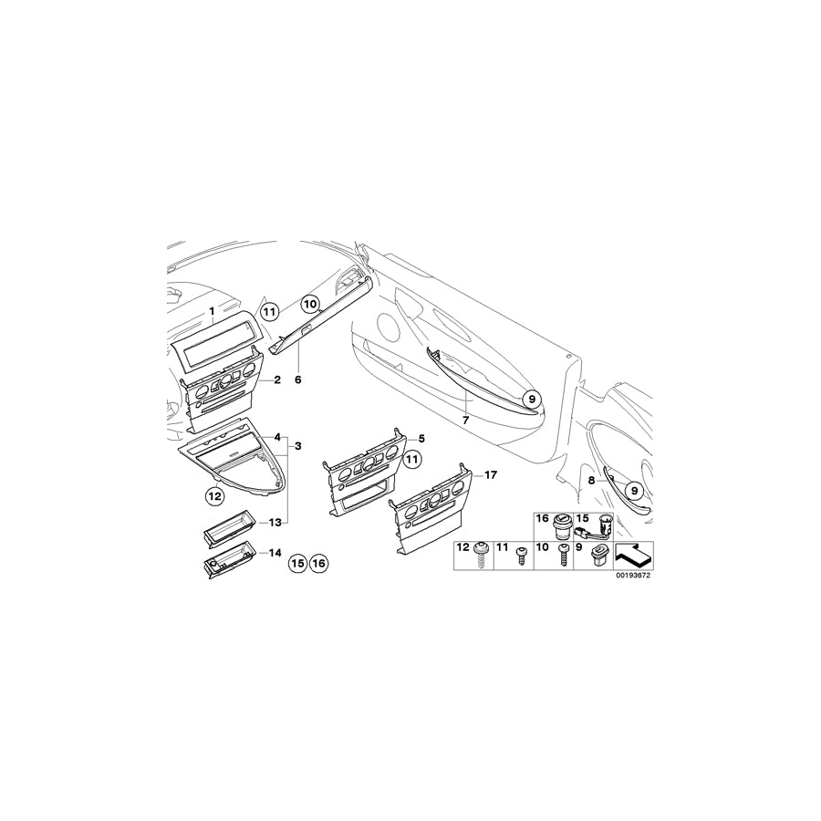 Genuine BMW 64229173216 E63 E64 Decor Panel, Fresh Air Grille, Center RUTHENIUM (Inc. 630i, 635d & 650i) | ML Performance EU Car Parts