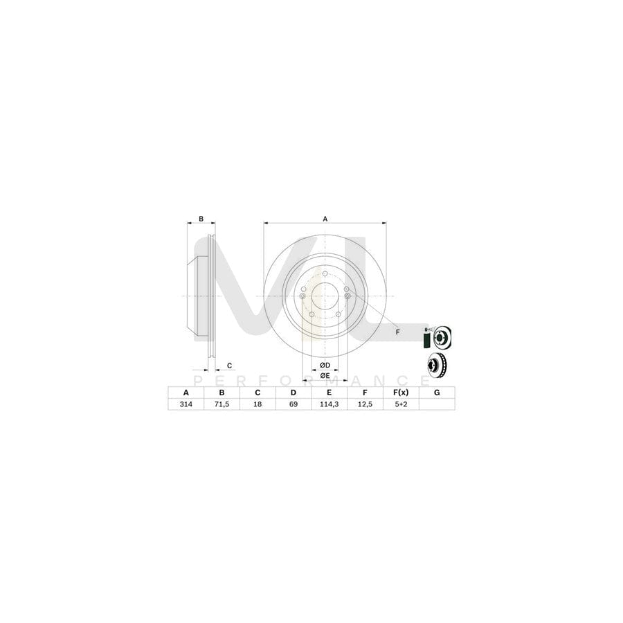 BOSCH 0 986 479 F43 Brake Disc for KIA Sorento III (UM) Vented, Coated | ML Performance Car Parts