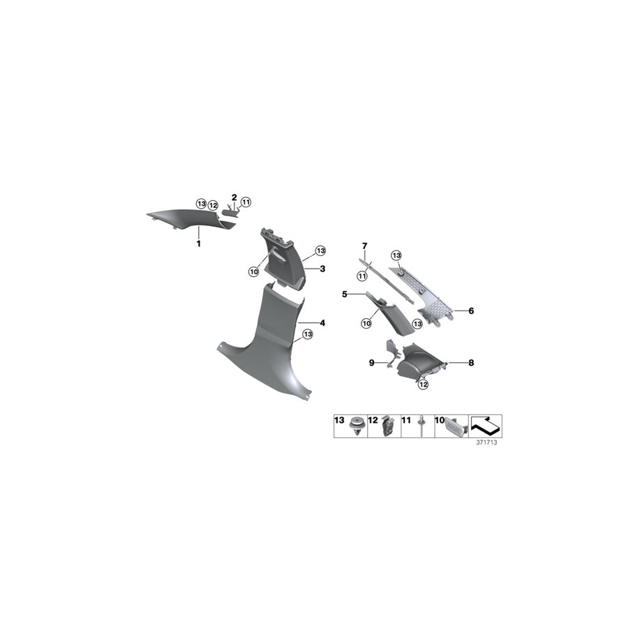 Genuine BMW 51437311223 F36 F36 Retainer, Trim For D-Pillar, Upper Left (Inc. 435i, 430iX & 420i) | ML Performance EU Car Parts