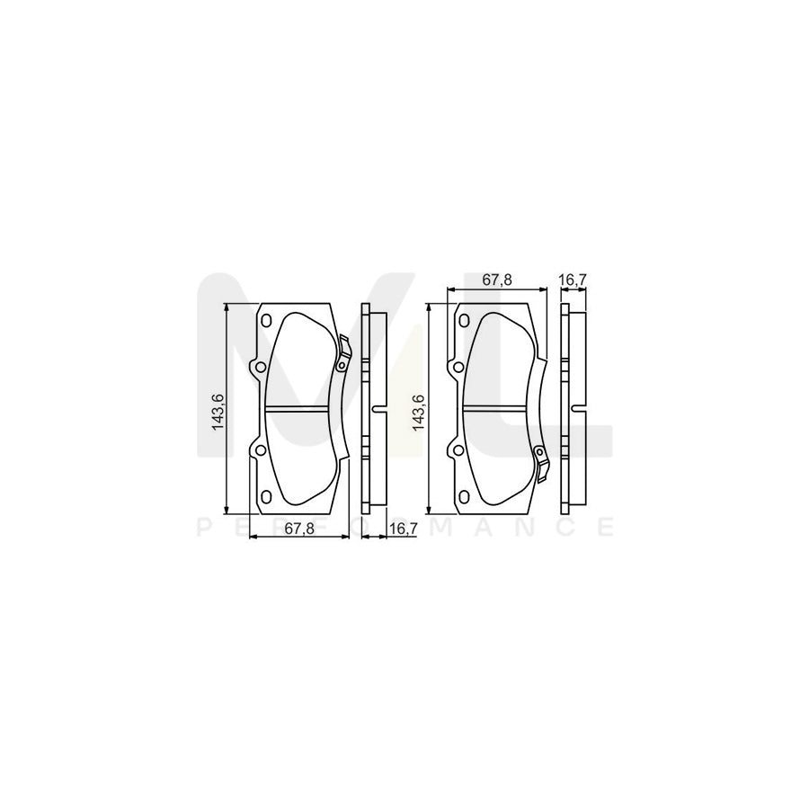 Bosch 0986495352 Brake Pad Set For Toyota Hilux Pick-Up With Acoustic Wear Warning BP1644 | ML Performance Car Parts