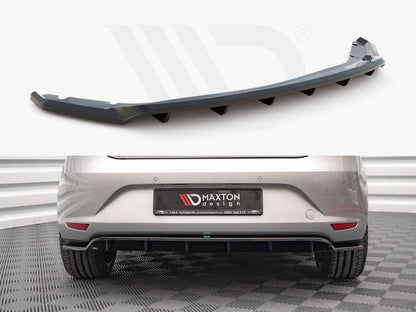 Maxton Design SE-LE-3-RD1T+RD2T Central Rear Splitter (vertical Bars) Seat Leon Hatchback MK3 (2012-2016) | ML Performance UK Car Parts
