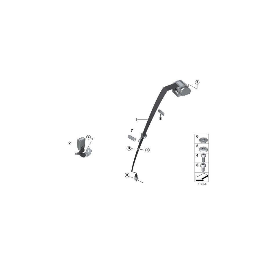 Genuine BMW 72118092861 F87 F22 F32 Upper Belt Rear Left M (Inc. M235iX, 220dX & 435iX) | ML Performance EU Car Parts