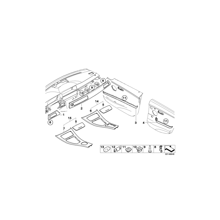 Genuine BMW 51417139064 E90 Aluminum Decor Strip, Front Right Door (Inc. 316i, 330xd & 318d) | ML Performance EU Car Parts