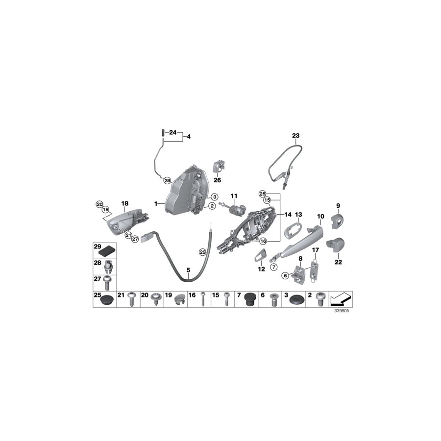 Genuine BMW 51419121185 E81 E87 E88 Door Handle, Inside Left BEIGE (Inc. M Coupé, 123d & 116d) | ML Performance EU Car Parts