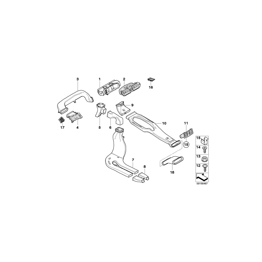 Genuine BMW 64229112211 E60 E61 Fresh Air Grille Rear Room BEIGE (Inc. 525xi, 535d & 535i) | ML Performance EU Car Parts