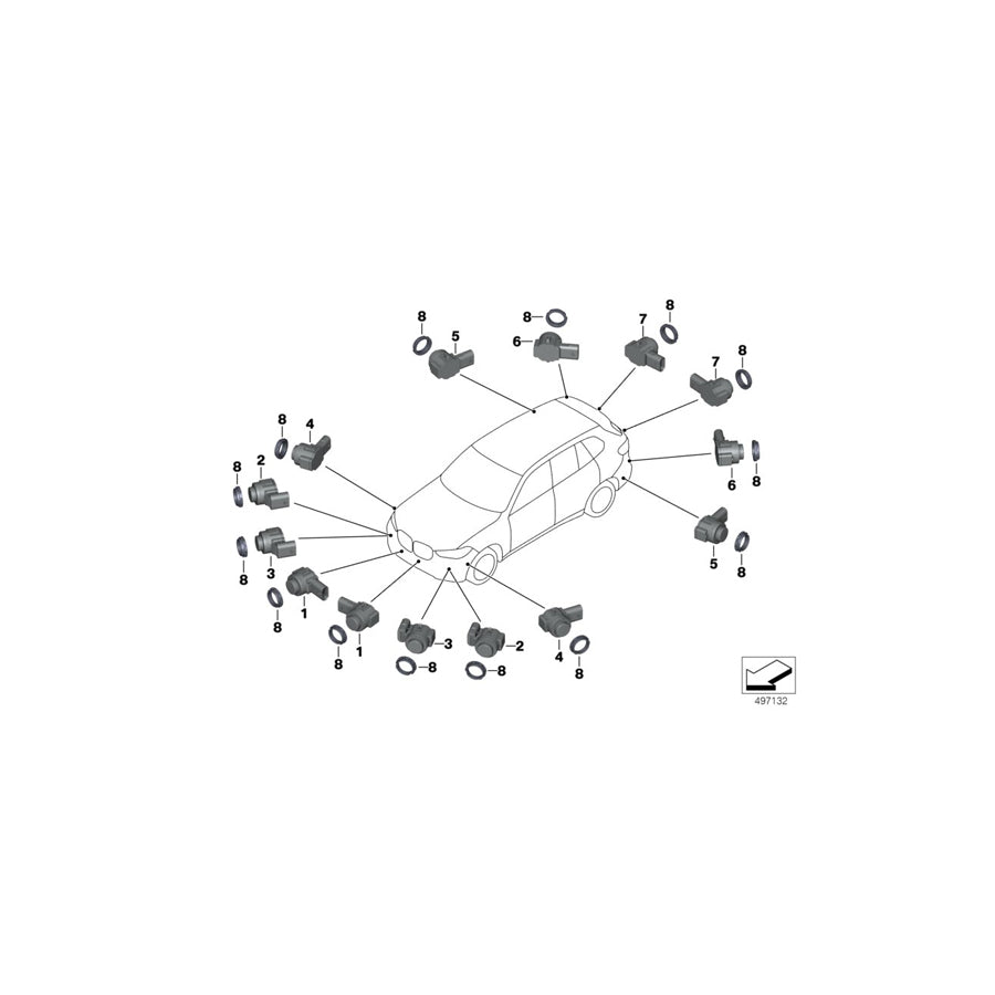 Genuine BMW 66209472128 G07 G05 G06 Ultrasonic Sensor, Terra Brown WC1L (Inc. X5 40i, X7 30dX & X6 40i) | ML Performance EU Car Parts