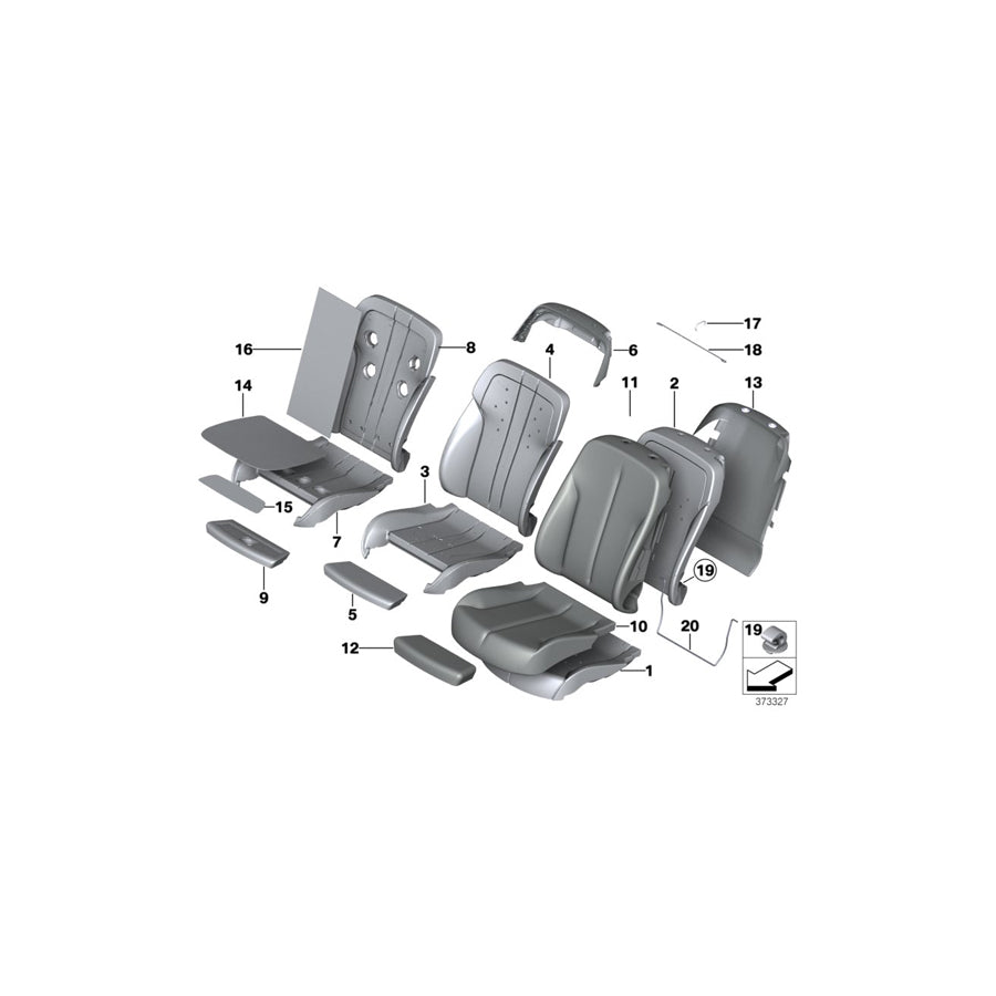 Genuine BMW 52107280562 F13 F06 F12 Cover For Comfort Seat, Leather Right NAEX ELF.WEISS (Inc. 640d, 650i & 640dX) | ML Performance EU Car Parts