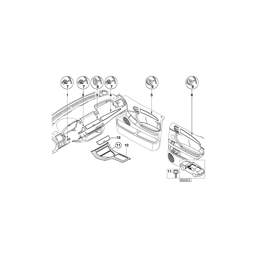 Genuine BMW 51417124652 E53 Decorative Strip, Door Front Right GRAPHIT MET. (Inc. X5 3.0d, X5 3.0i & X5 4.4i) | ML Performance EU Car Parts