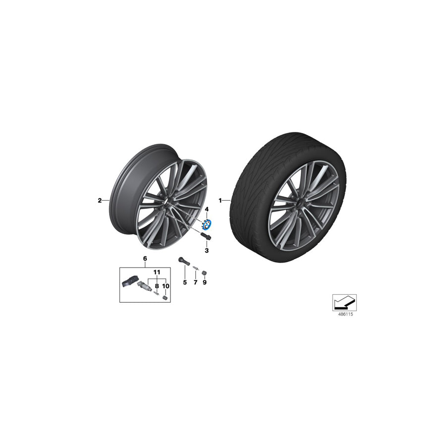 Genuine BMW 36116893530 I15 I12 Disk Wheel, Light-Alloy, Black Matt 7,5JX20 ET:40 (Inc.  & i8) | ML Performance EU Car Parts