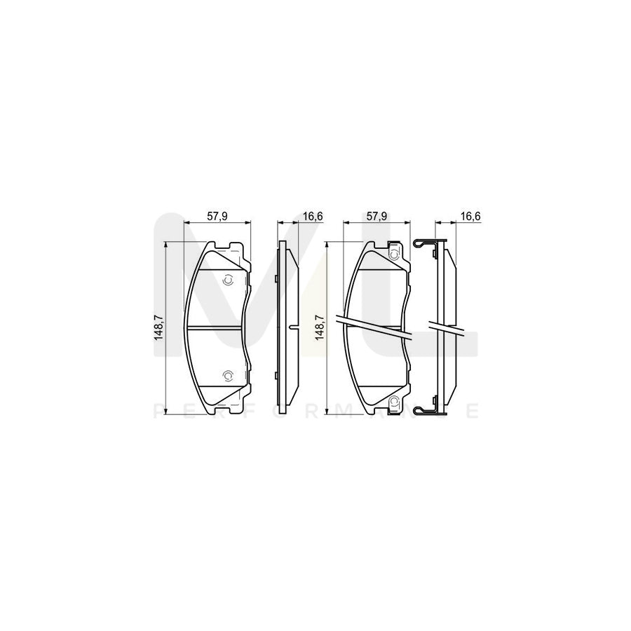 Bosch 0986494138 Brake Pad Set For Hyundai Terracan (Hp) With Acoustic Wear Warning, With Anti-Squeak Plate, With Mounting Manual BP1049 | ML Performance Car Parts