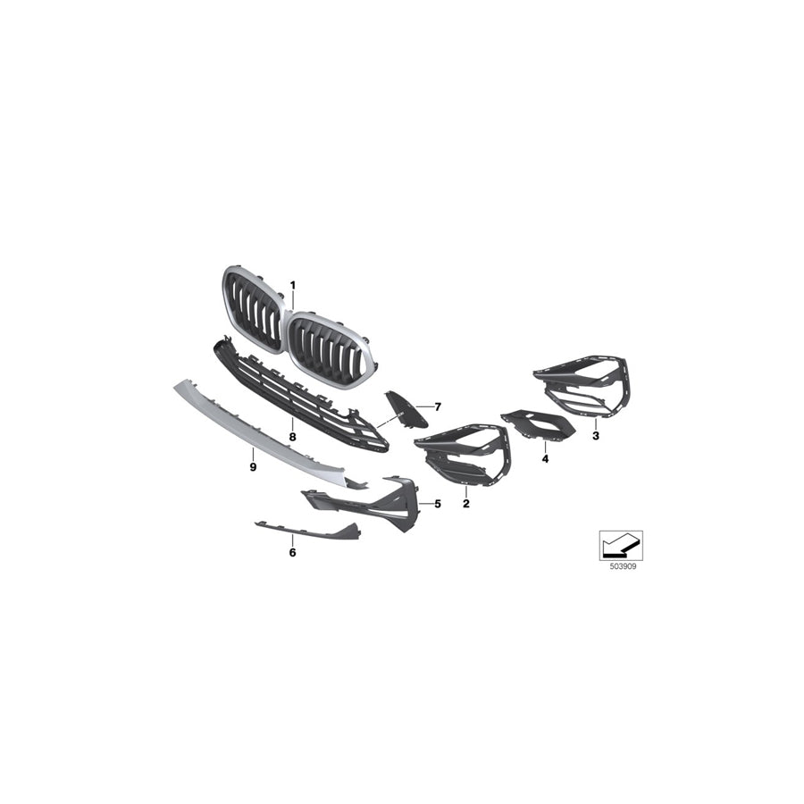 Genuine BMW 51117954254 F48 Trim On Grill, Side, Right BASIS (Inc. X1 18d, X1 25iX & X1 18dX) | ML Performance EU