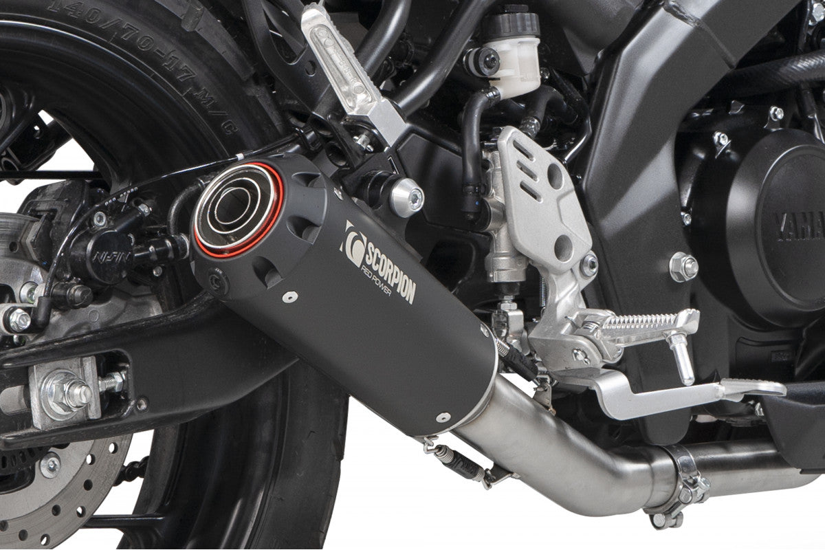 Scorpion PYA117SYSBCER Yamaha XSR-125 Red Power Full System - Black Ceramic Coated Sleeve | ML Performance EU EU
