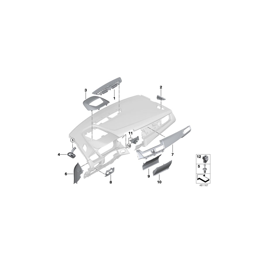 Genuine BMW 51459262980 F46 F45 Trim Panel, I-Panel, Outer Right AIRBAG ON/OFF (Inc. 218d, 214d & 220i) | ML Performance EU Car Parts