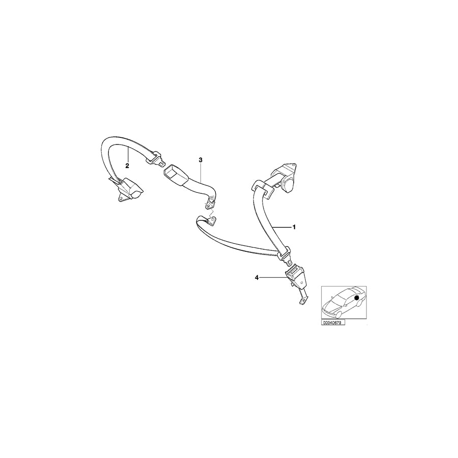 Genuine BMW 72118174353 E38 Upper Belt Rear GRAU (Inc. 740d, 730i & 725tds) | ML Performance EU Car Parts