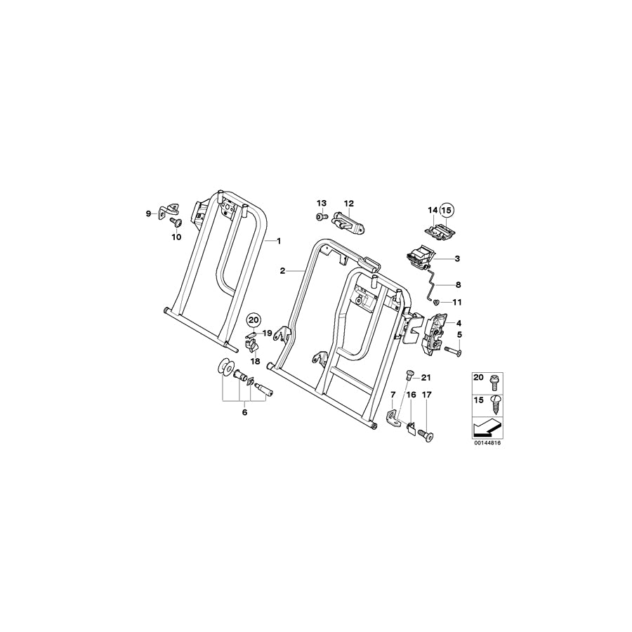 Genuine BMW 52203400558 E83 E83 Frame, Backrest Left (Inc. X3 3.0d, X3 2.5si & X3 2.0d) | ML Performance EU Car Parts