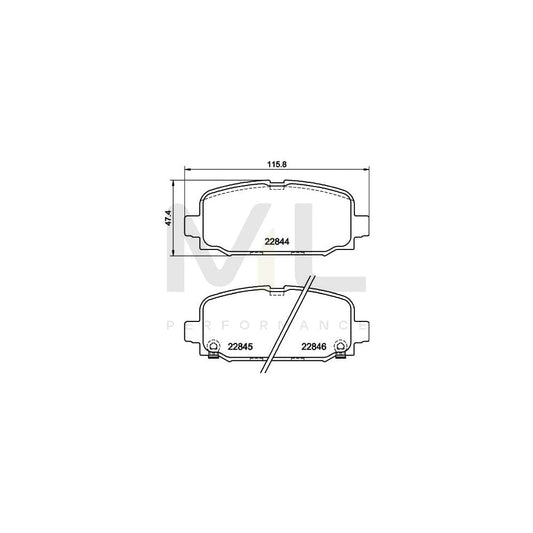 Hella 8DB 355 039-411 Brake Pad Set For Jeep Compass (Mp, M6) With Acoustic Wear Warning, With Brake Caliper Screws, With Accessories | ML Performance Car Parts
