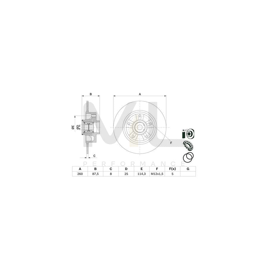 BOSCH 0 986 479 E79 Brake Disc for RENAULT MEGANE Solid, Coated, with ABS sensor ring, with wheel bearing | ML Performance Car Parts