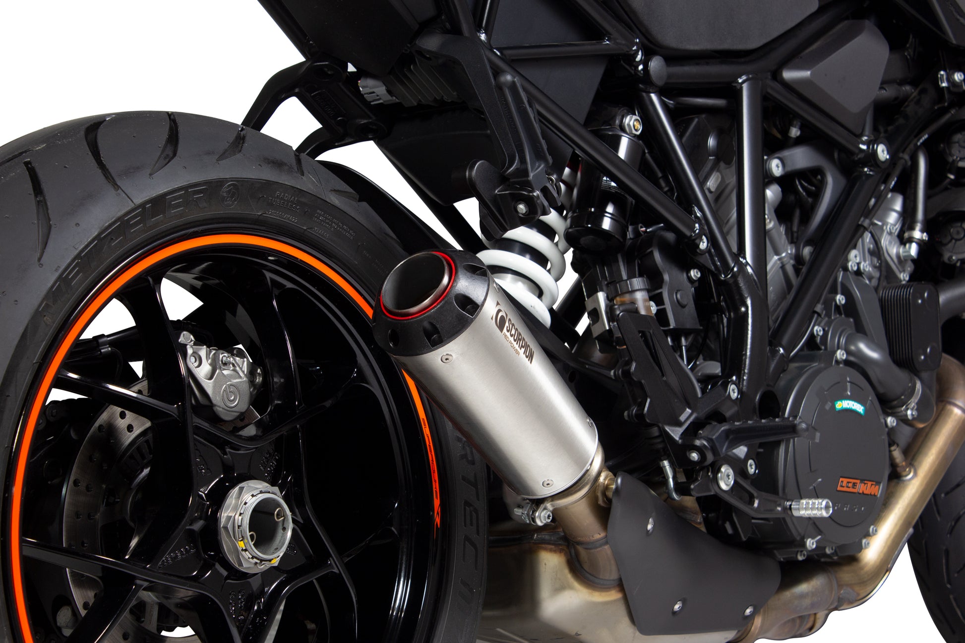 Scorpion PKT90SEO KTM 1290 Superduke R Red Power Slip-On - Brushed Stainless Steel Sleeve | ML Performance EU EU