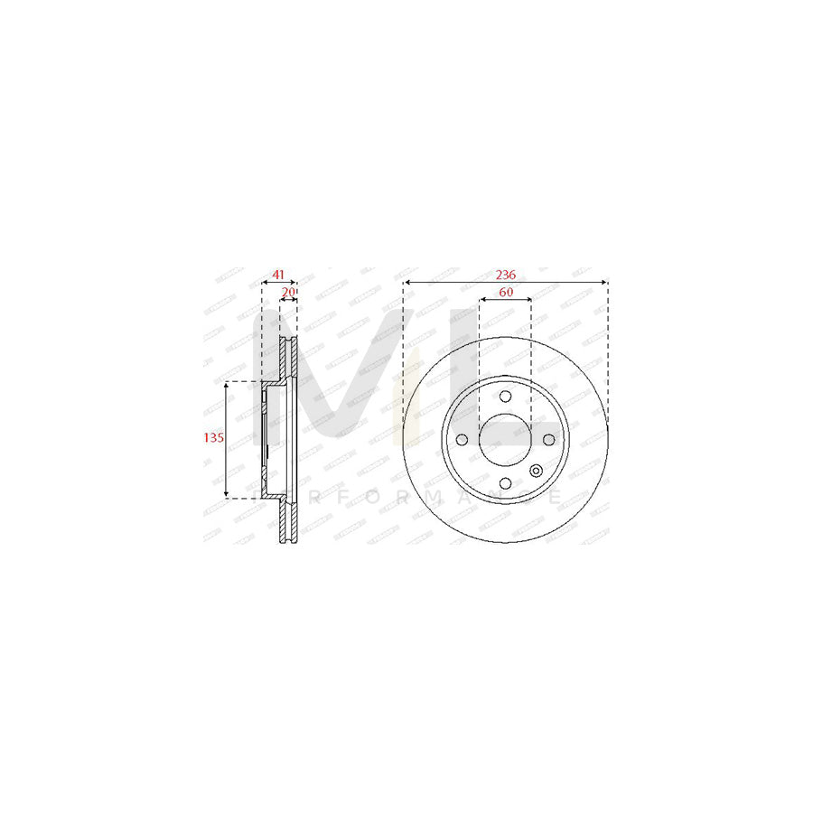 FERODO DDF2688C Brake Disc Vented, Coated | ML Performance Car Parts