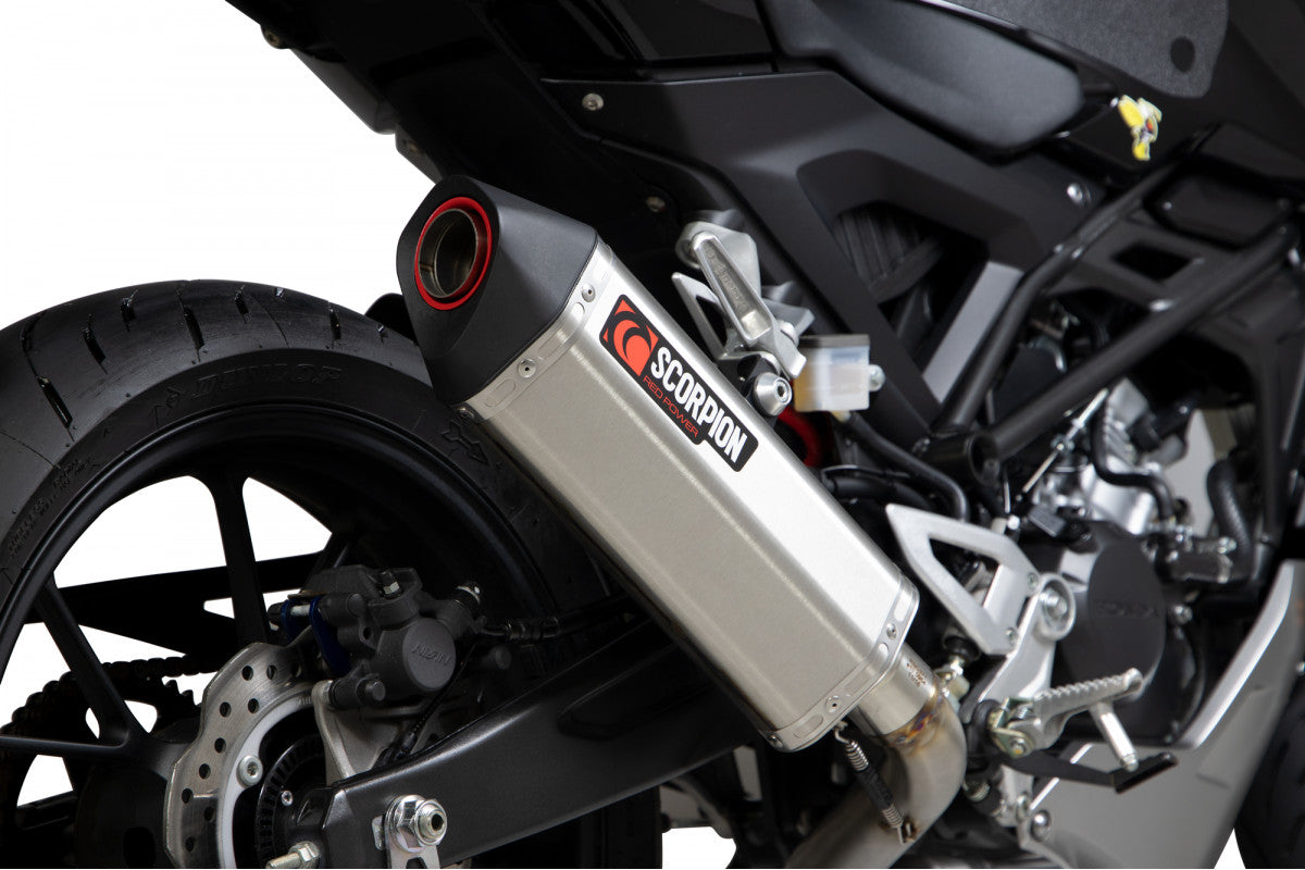 Scorpion RHA183SYSSEO Honda CB125 R Serket Parallel Full System - Brushed Stainless Steel Sleeve | ML Performance EU EU
