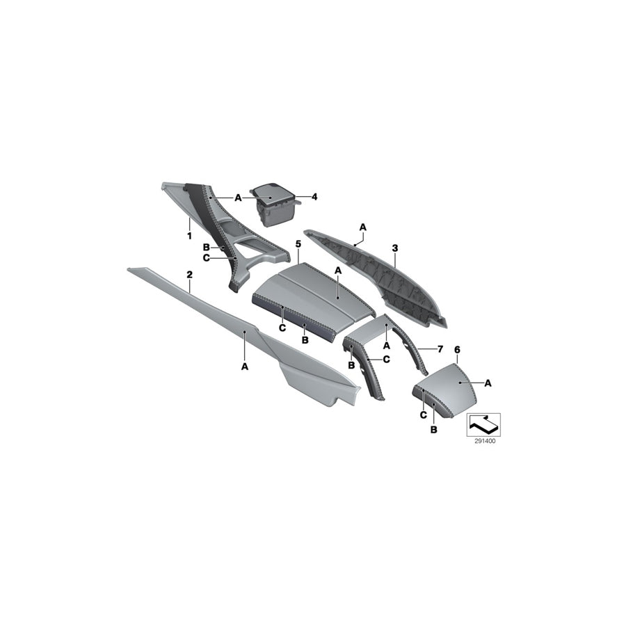 Genuine BMW 51168032958 Cover, Center Console, Leather, Rear INDIVIDUAL (Inc. 640iX, 650iX 4.4 & 650iX 4.0) | ML Performance EU