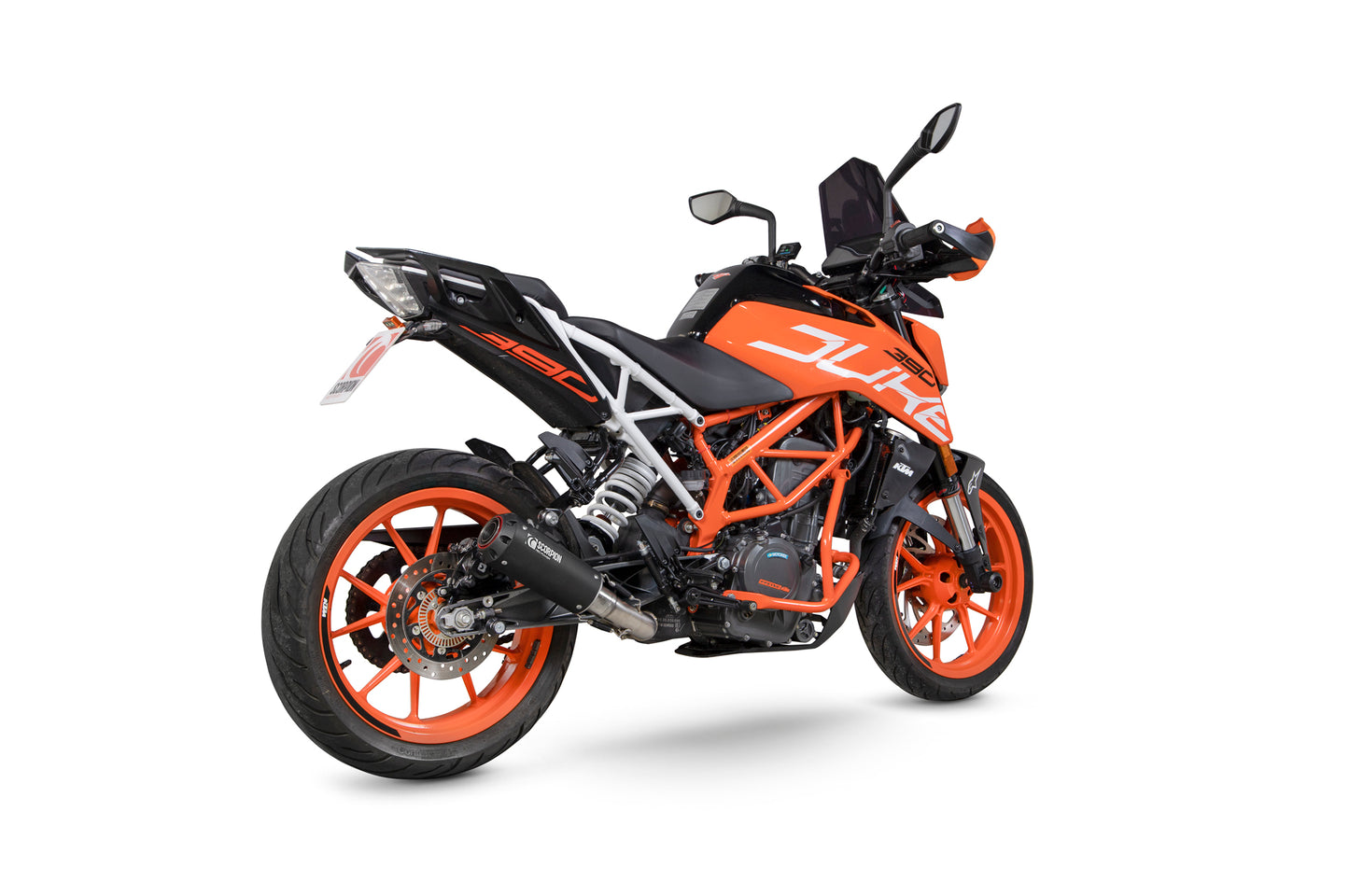Scorpion PKT83BCER KTM Duke 390 Red Power Slip-On - Black Ceramic Coated Sleeve | ML Performance EU EU
