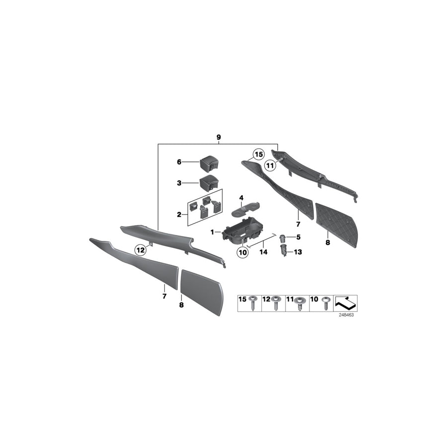 Genuine BMW 51169214818 Set Of Covers, Center Console SCHWARZ (Inc. 535d, 550iX 4.0 & 535dX) | ML Performance EU